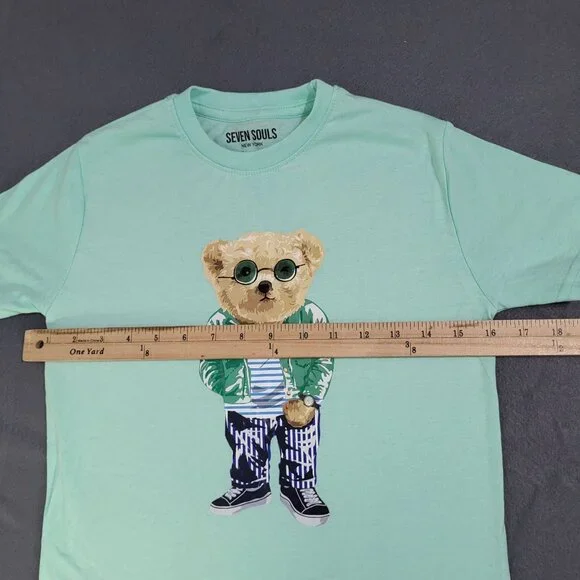 SEVEN SOULS New York Kids SZ 8 Graphic Shirt Green Bear Green - Picture 2 of 6